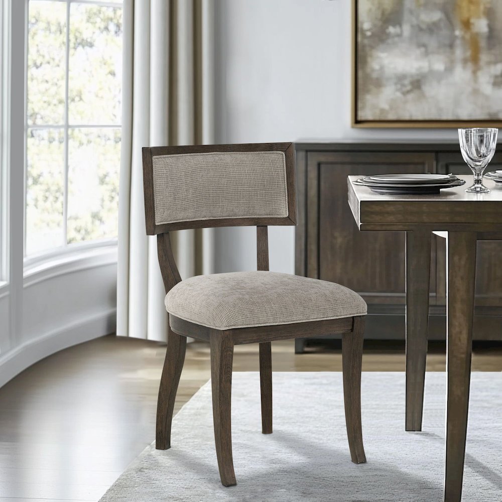 Marie Dining Chair (Set of 2), Beige/Brown color. Picture 4