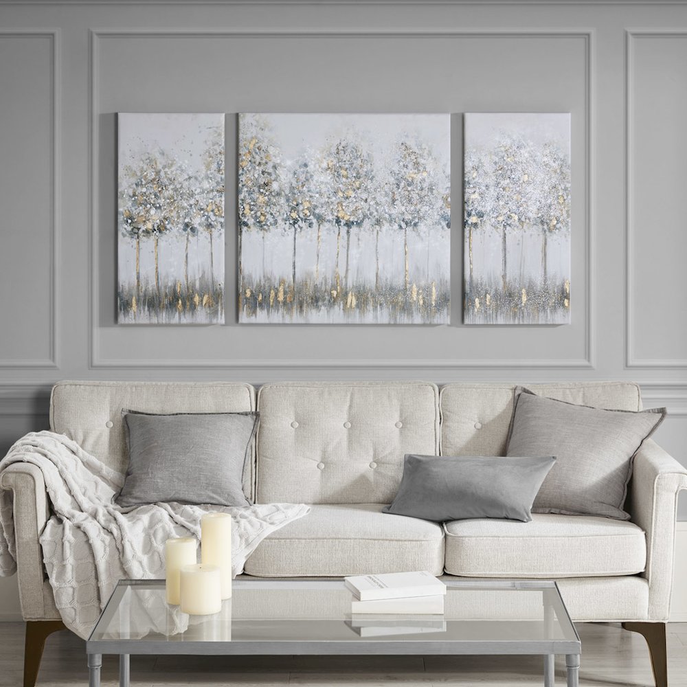 Gold Foil Triptych 3-piece Canvas Wall Art Set. Picture 5