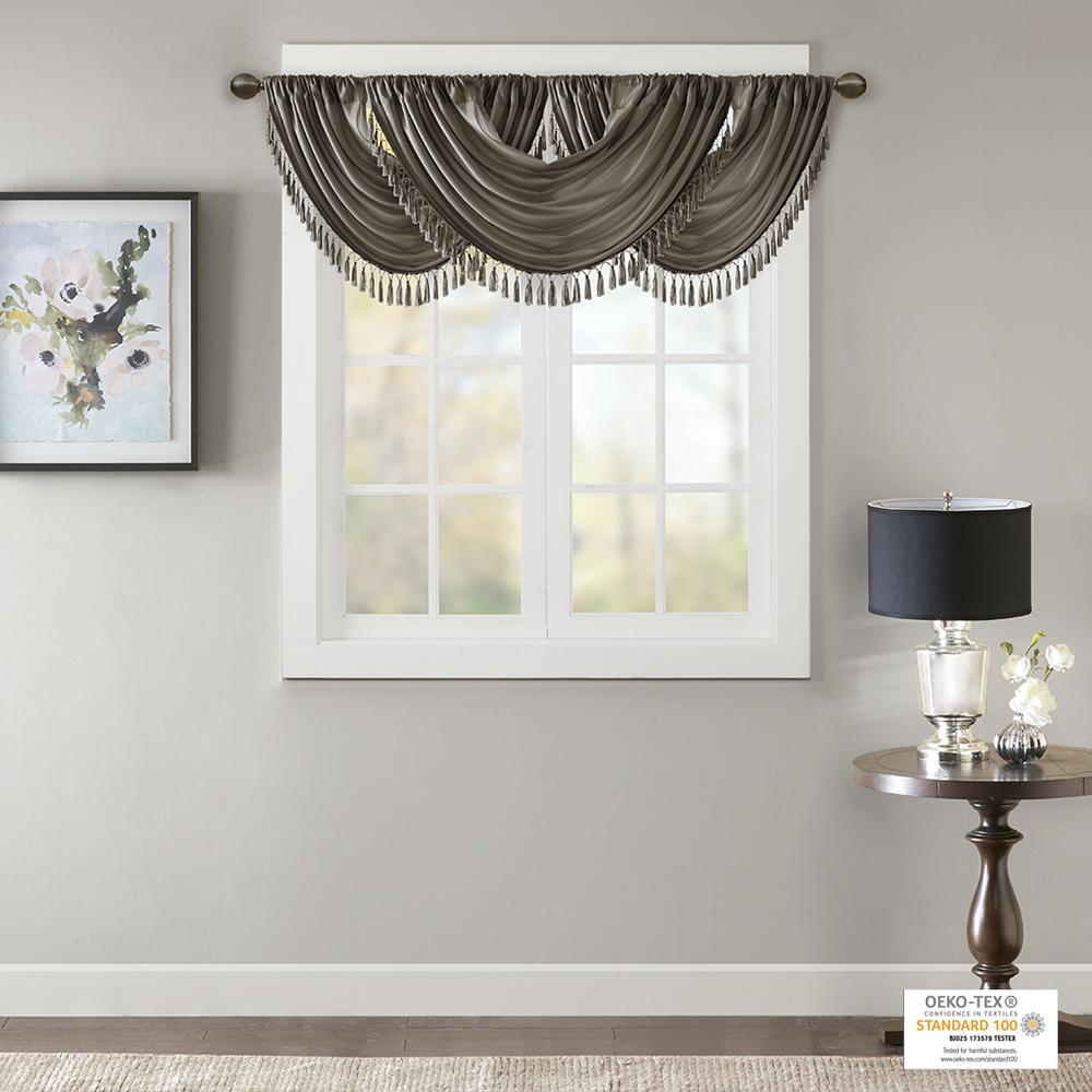 Faux Silk Waterfall Embellished Valance. Picture 3