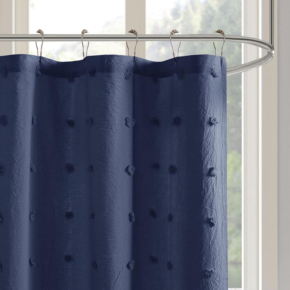 Cotton Jacquard Pom Pom Shower Curtain. Picture 2
