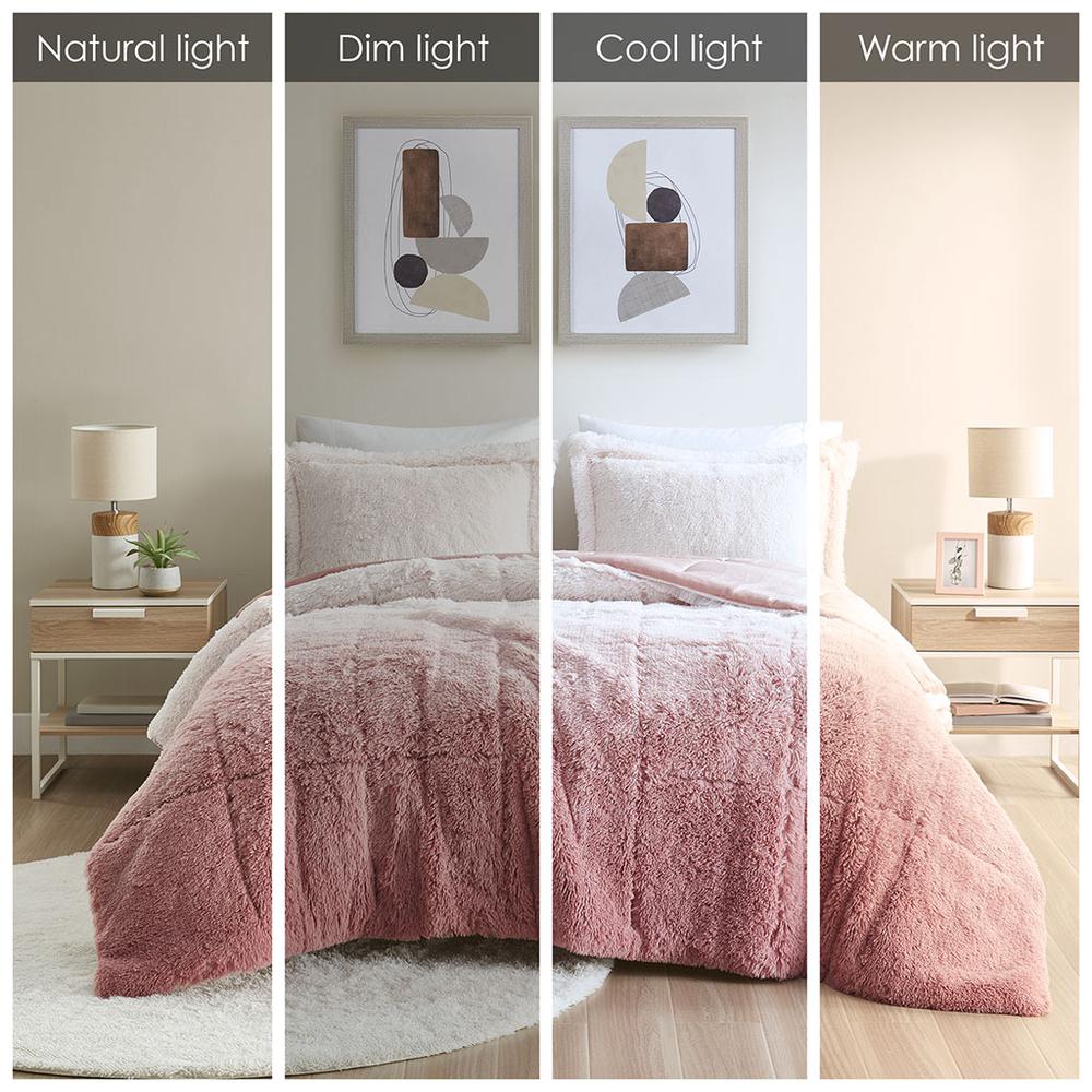 Ombre Shaggy Long Fur Comforter Mini Set. Picture 3