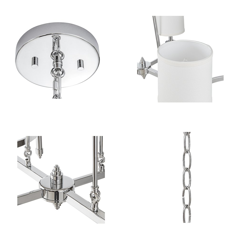 Elegenza 6-light Chandelier with Fabric Drum Shades in Chrome Color. Picture 3