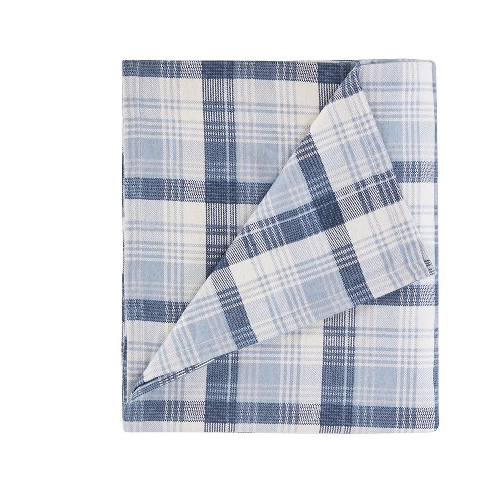 Flannel Sheet Set, Blue Plaid color. Picture 1
