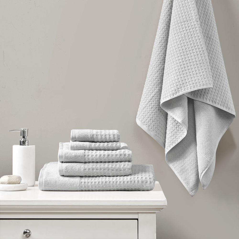 Cotton Waffle Jacquard Antimicrobial Bath Towel 6 Piece Set. Picture 3
