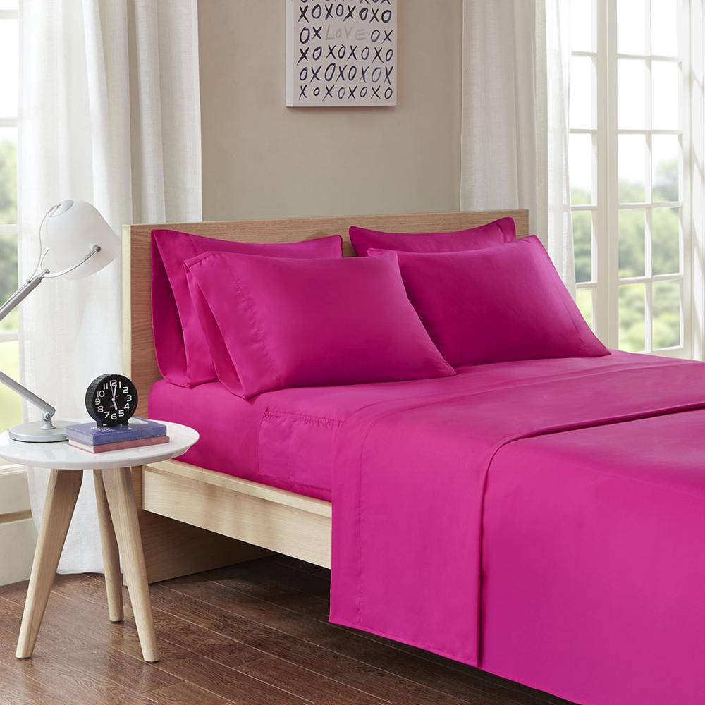 Microfiber Sheet Set with Side Storage Pockets, Pink color. Picture 4