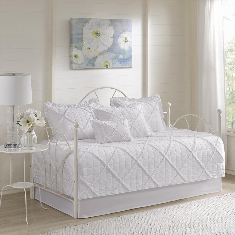 6 Piece Daybed Cover Set with Bedskirt and Throw Pillow. Picture 4