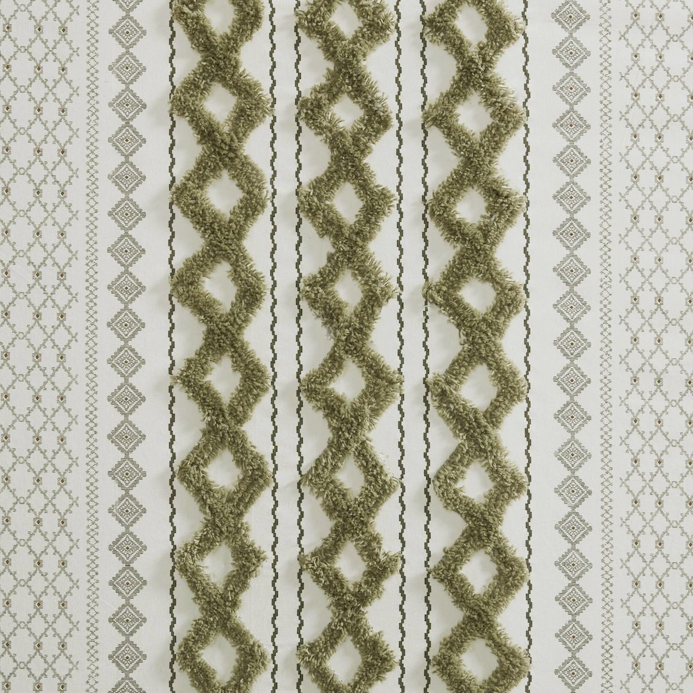 Imani Cotton Printed Shower Curtain with Chenille. Picture 2