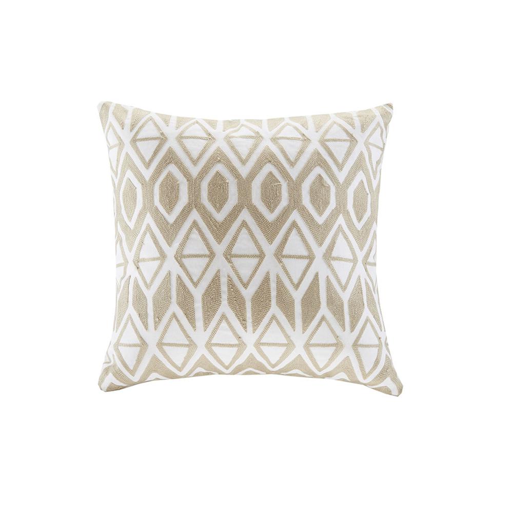 Embroidered Cotton Square Decorative Pillow. Picture 2