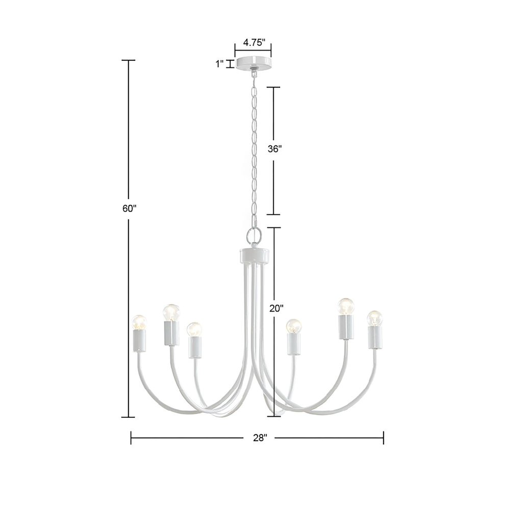 6-Light Metal Chandelier. Picture 1