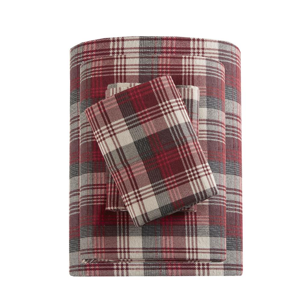 Flannel Sheet Set, Red Plaid color. Picture 3