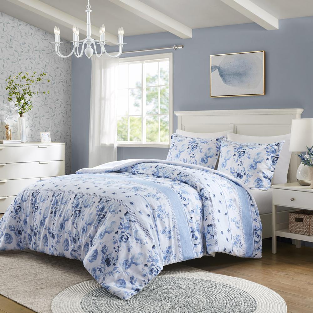 Floral Striped Duvet Cover Set. Picture 4