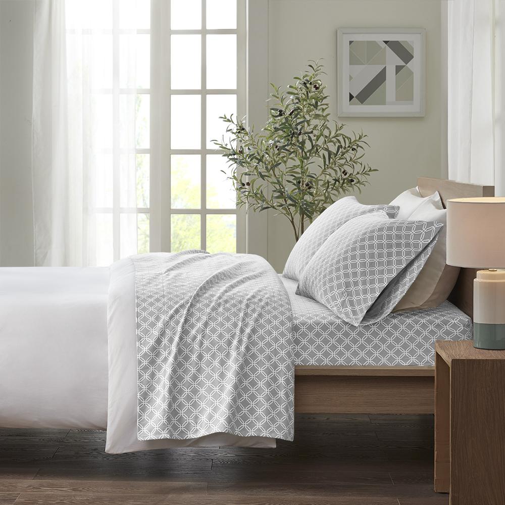 Cozy Flannel Printed Sheet Set, Grey Geo color. Picture 4