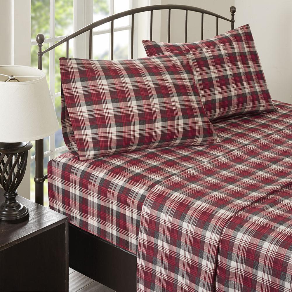 Flannel Sheet Set, Red Plaid color. Picture 4