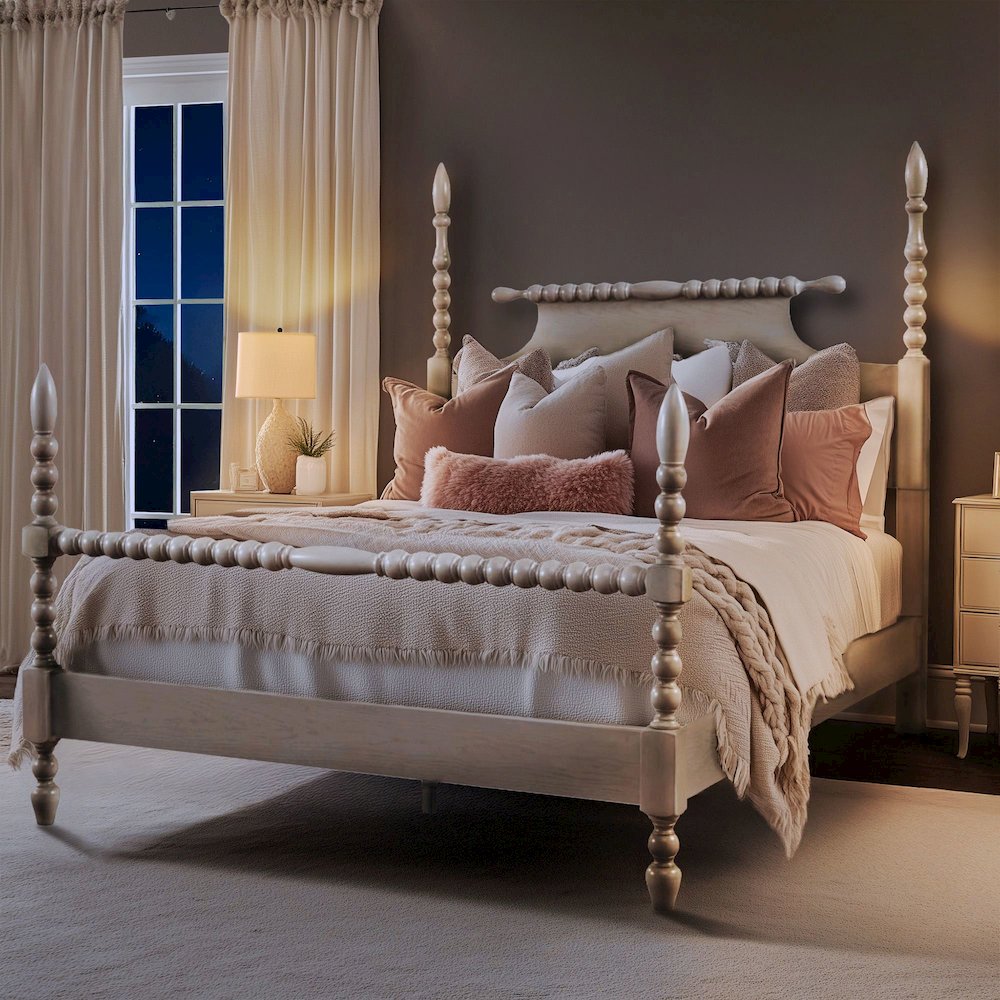 Beckett Turned Wood Spindle Bed, Antique Cream color. Picture 5