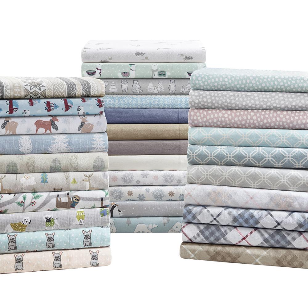 Cozy Flannel Printed Sheet Set, Blue Polar Bears color. Picture 3