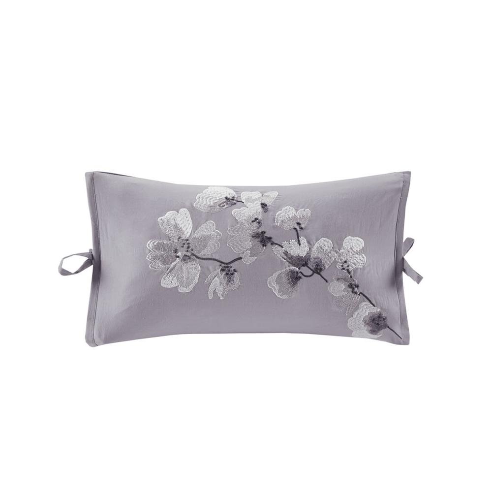 Embroidered Cotton Oblong Decorative Pillow. Picture 4
