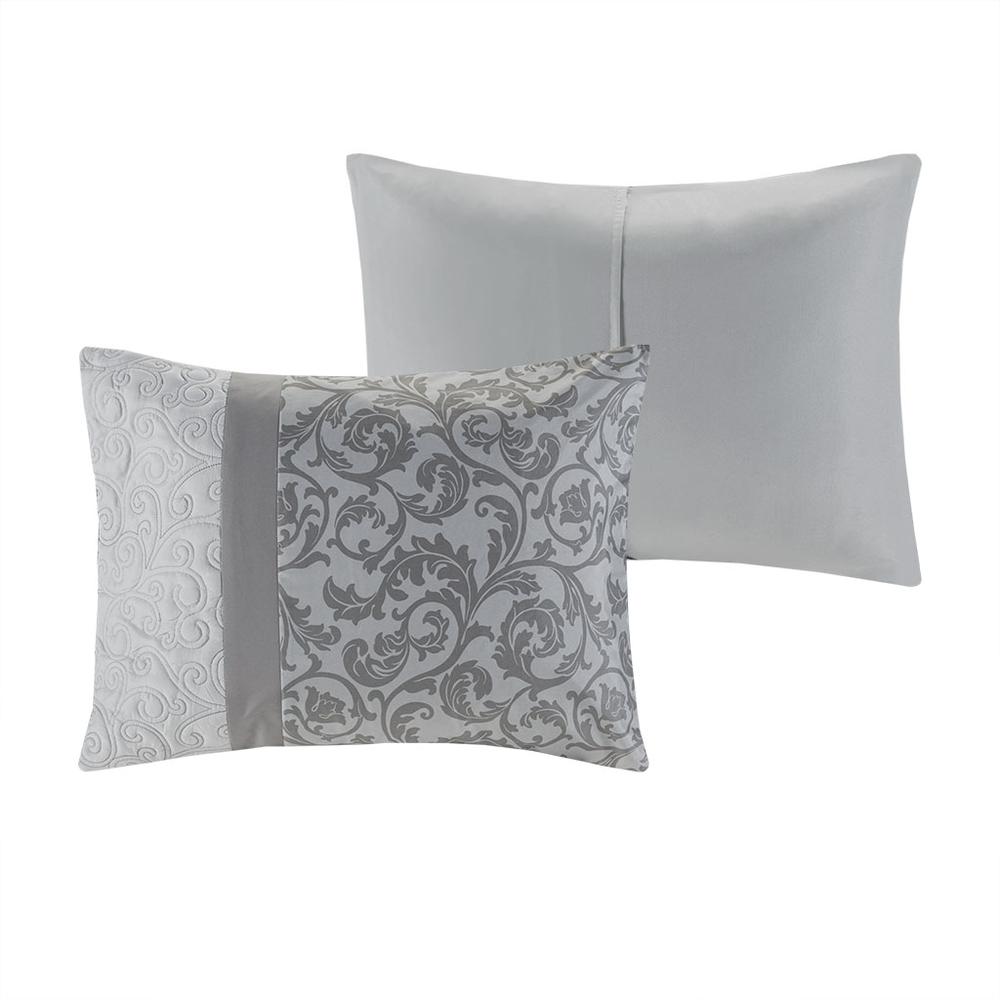 Ramsey Embroidered 8 Piece Comforter Set, Grey color. Picture 3