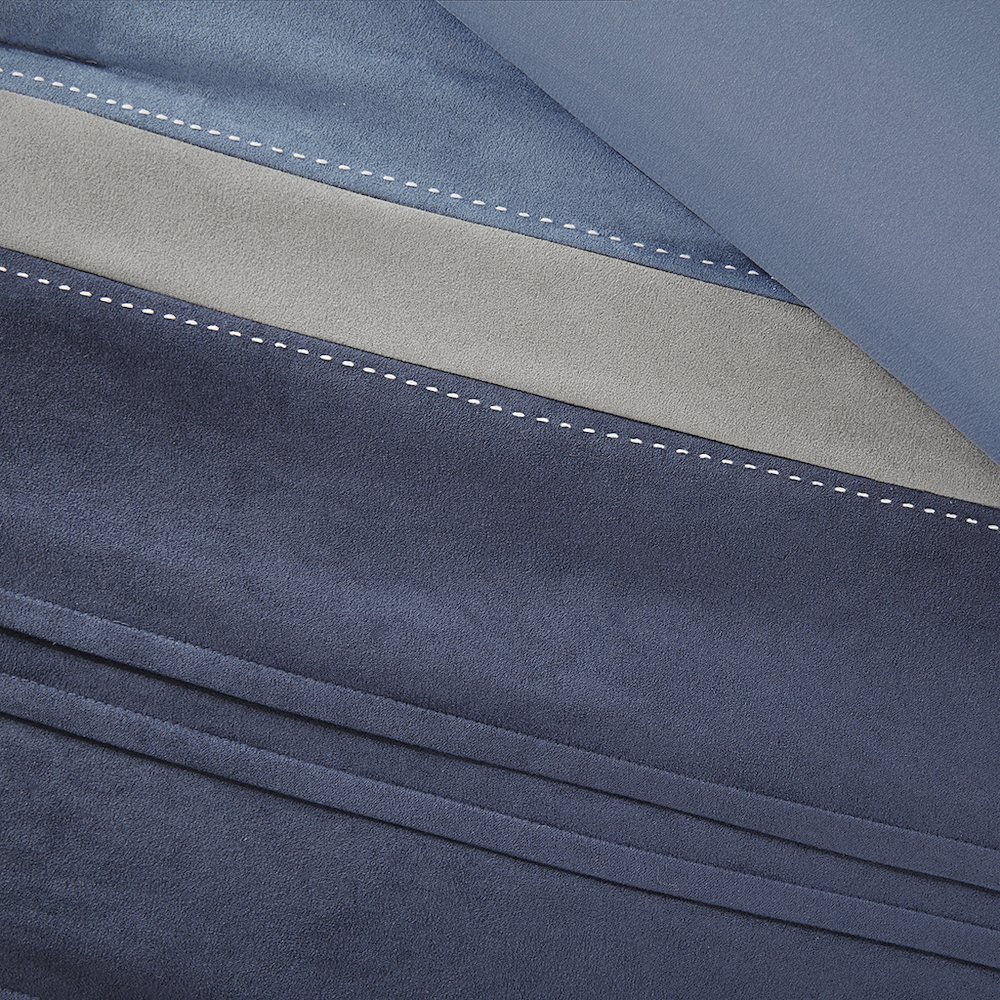 Collins 7 Piece Microsuede Comforter Set, Navy color. Picture 5