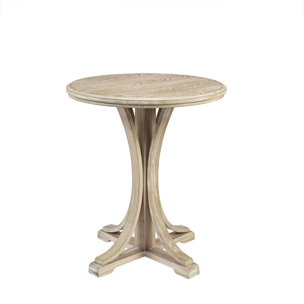 Fatima Round Accent Table, Reclaimed Wheat color. Picture 1