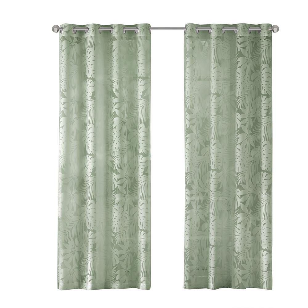 Palm Leaf Burnout Window Sheer. Picture 1