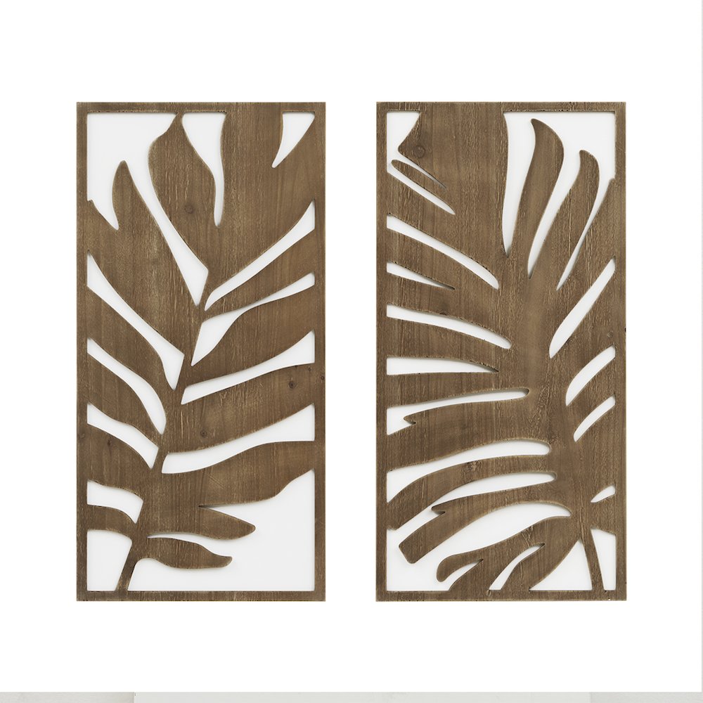 Birch Botanical Two-tone 2-piece Wood Panel Wall Decor Set. Picture 1