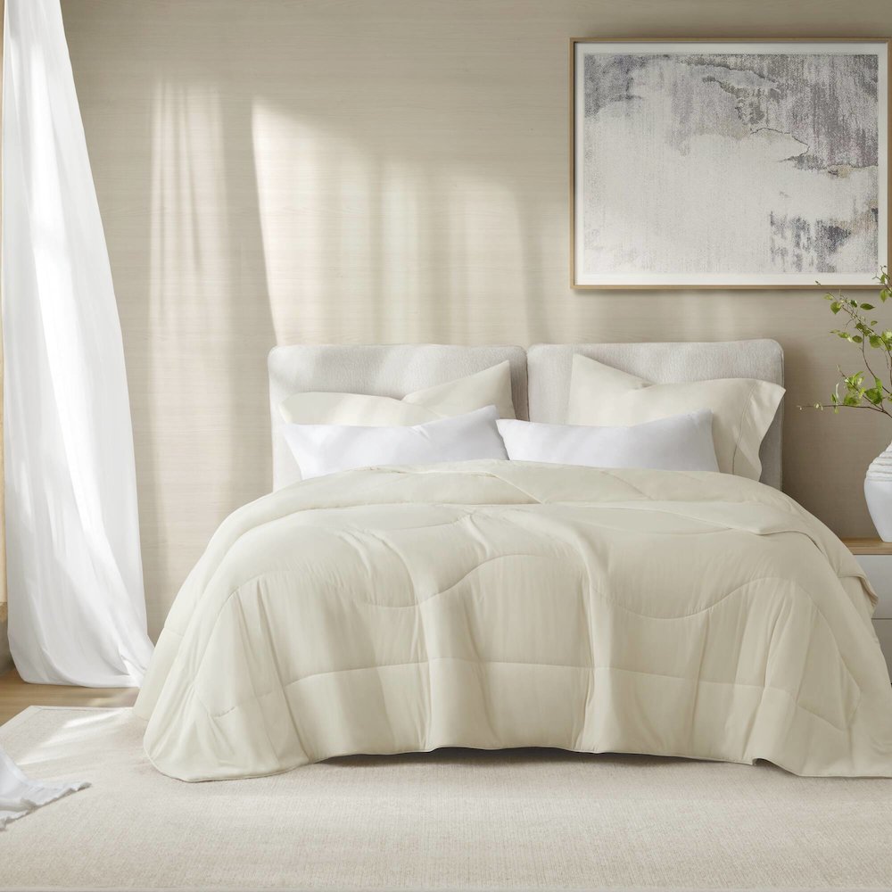 Reversible Tencel Comforter Blanket, Ivory color. Picture 2