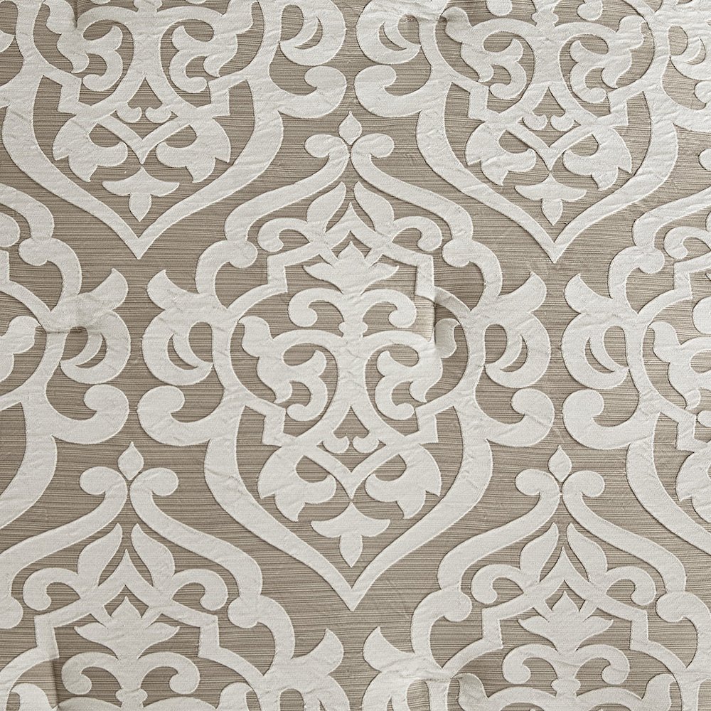 Odette 8 Piece Jacquard Comforter Set, Tan/Ivory color. Picture 3