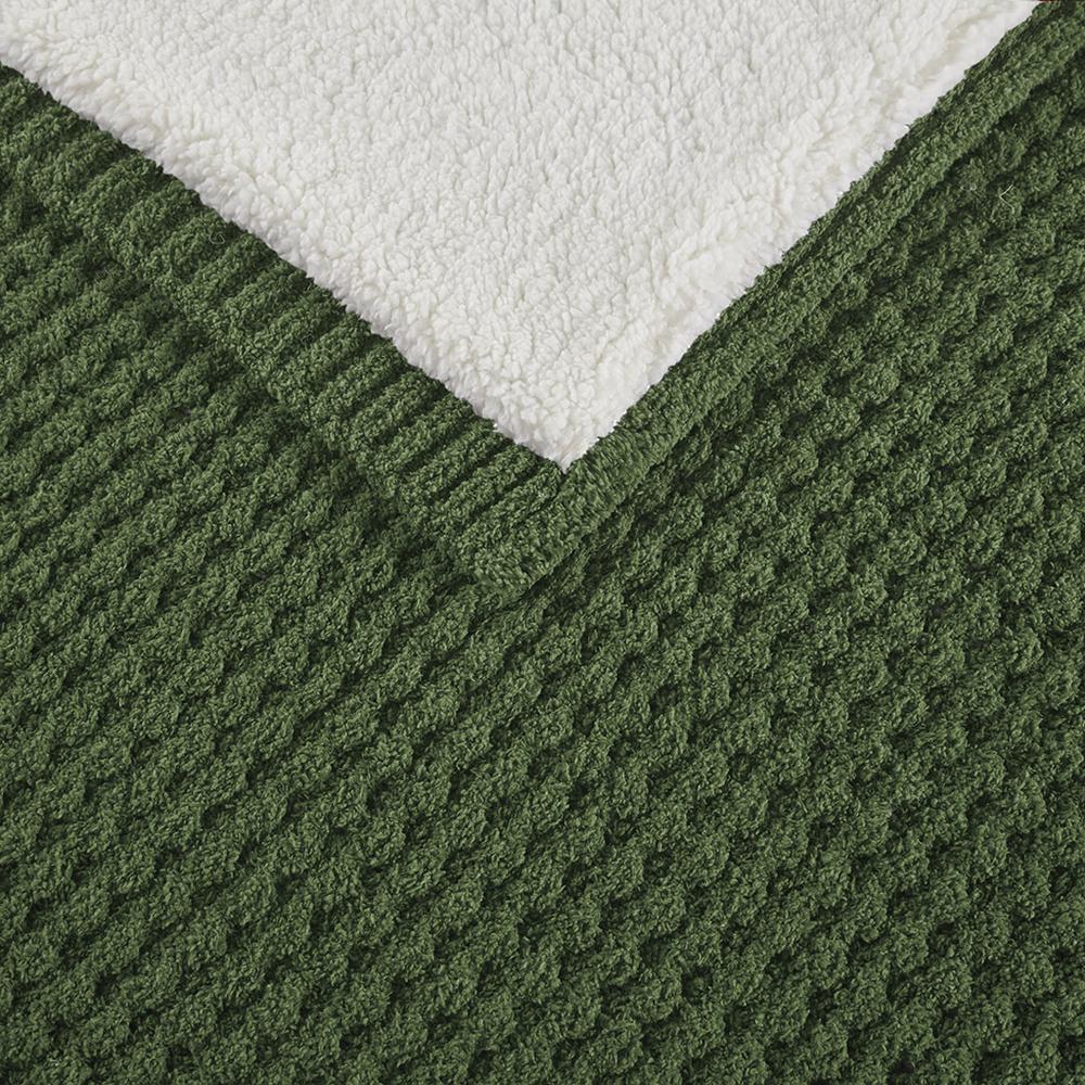 Rowan Waffle Knit Chenille Throw, Green color. Picture 2