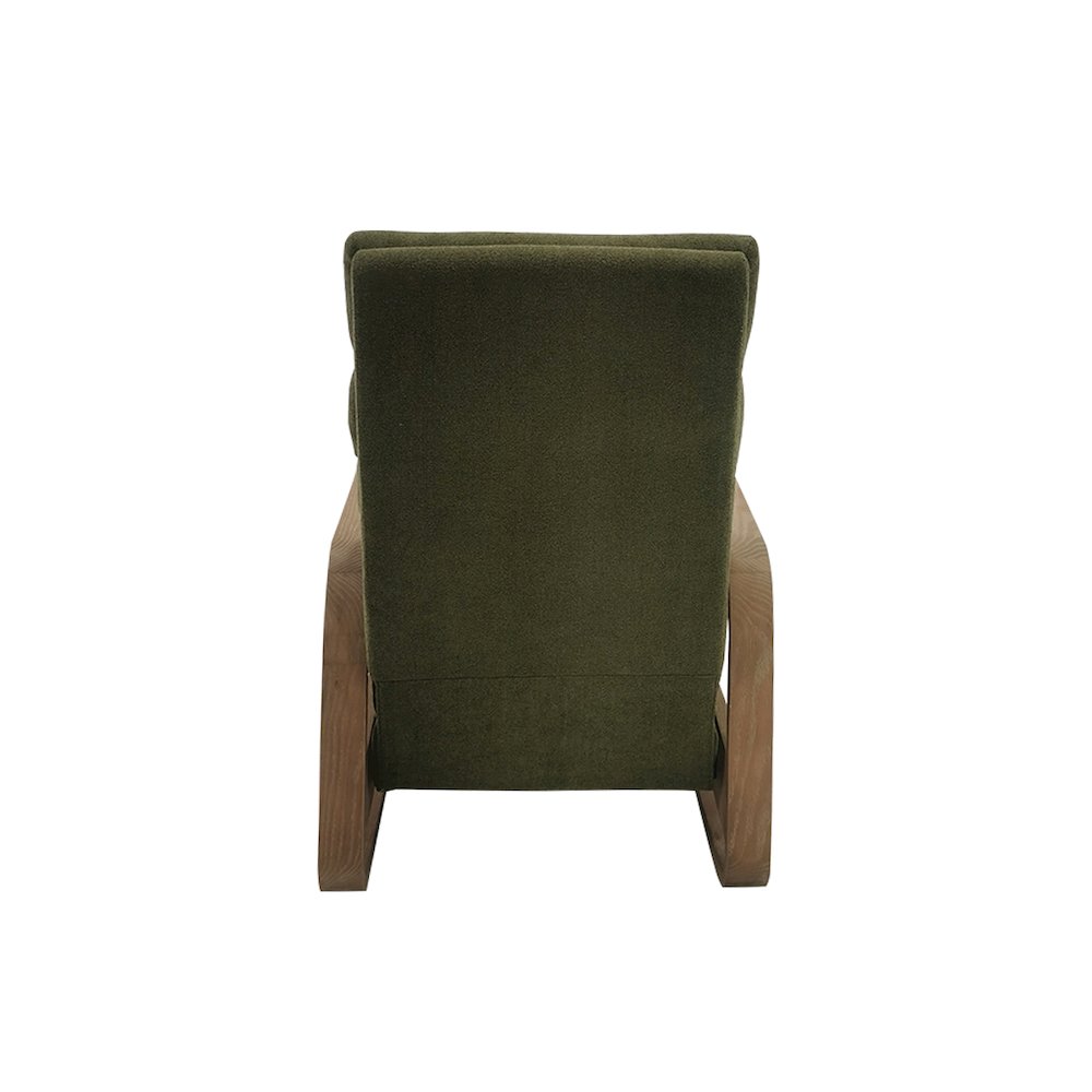 Jordan Wood framed push back Recliner in Green. Picture 1