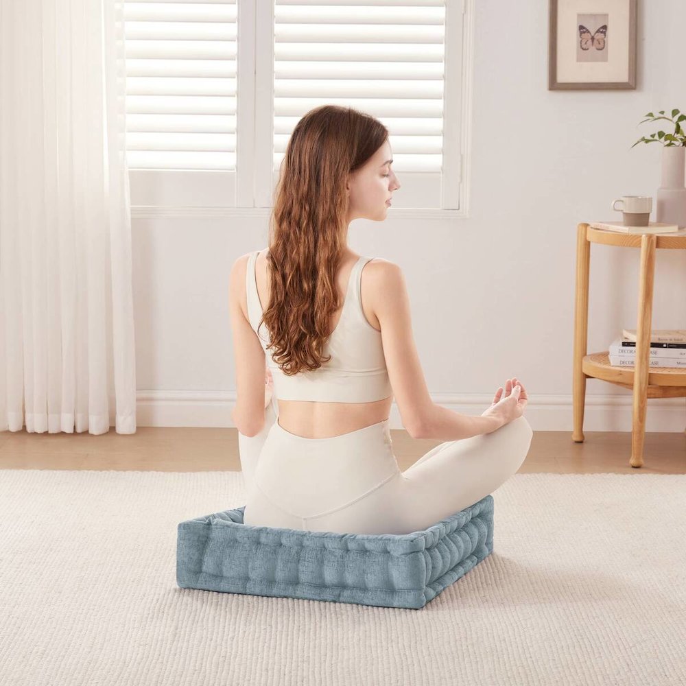 Poly Chenille Square Floor Pillow Cushion. Picture 2