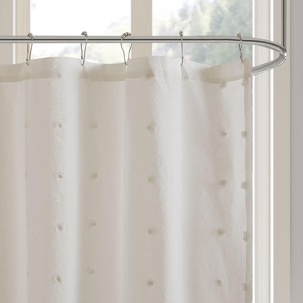Brooklyn Cotton Jacquard Pom Pom Shower Curtain. Picture 2