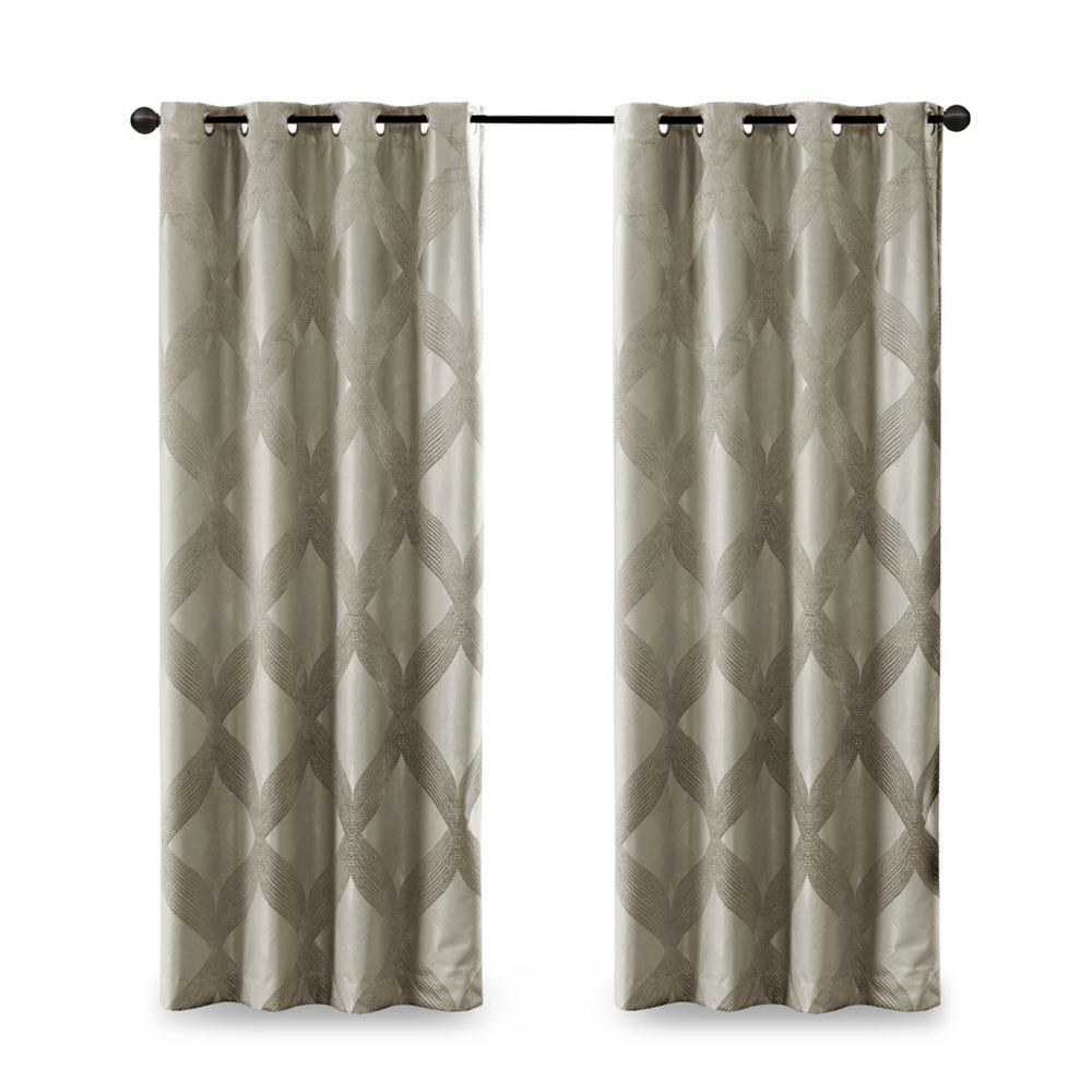 Ogee Knitted Jacquard Total Blackout Curtain Panel. Picture 3