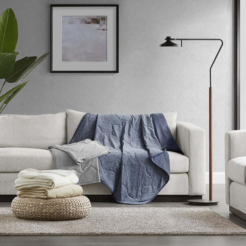 Cooling Touch Down Alternative Throw in Ivory Color. Picture 5