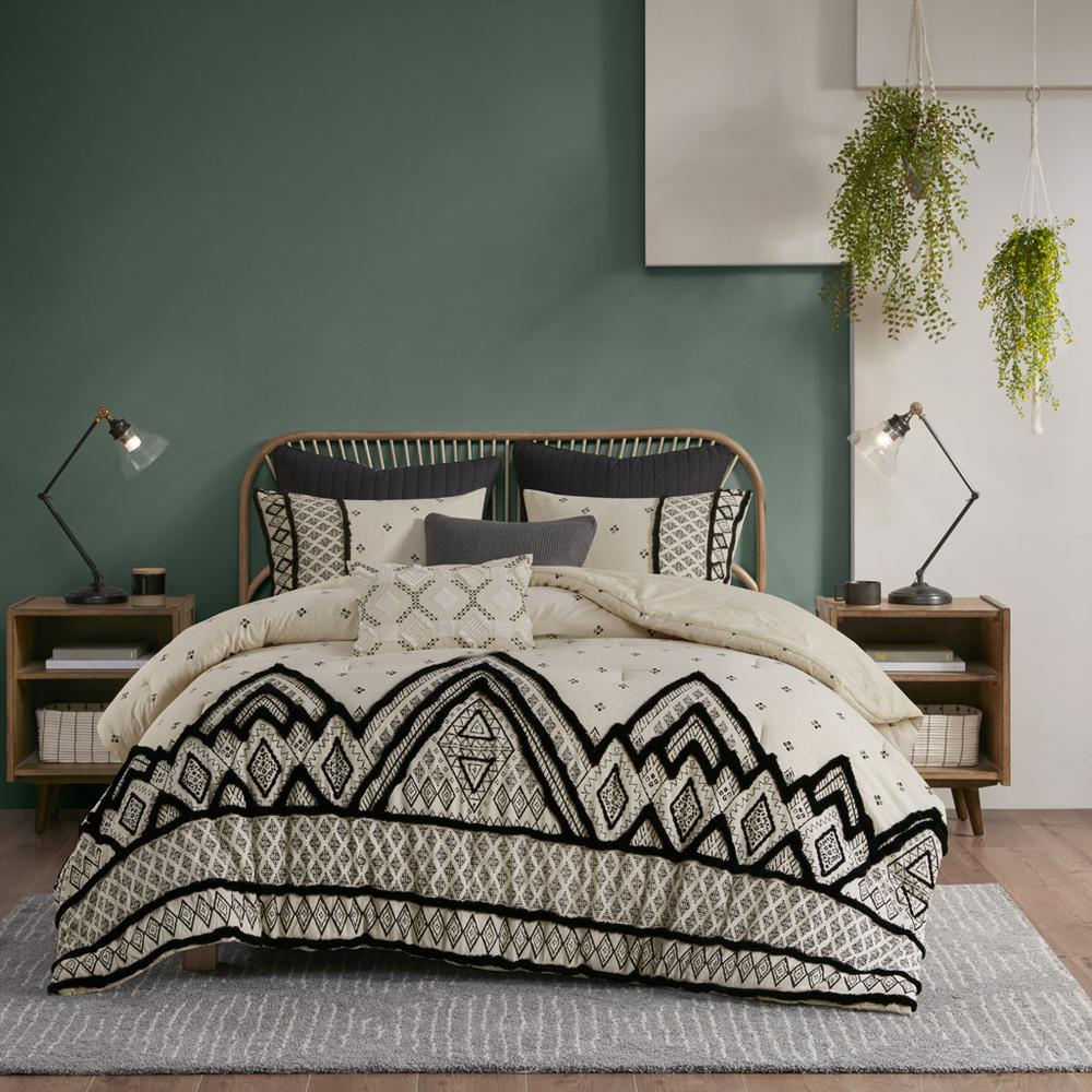 3 Piece Cotton and Flax Linen Blend Comforter Set. Picture 3