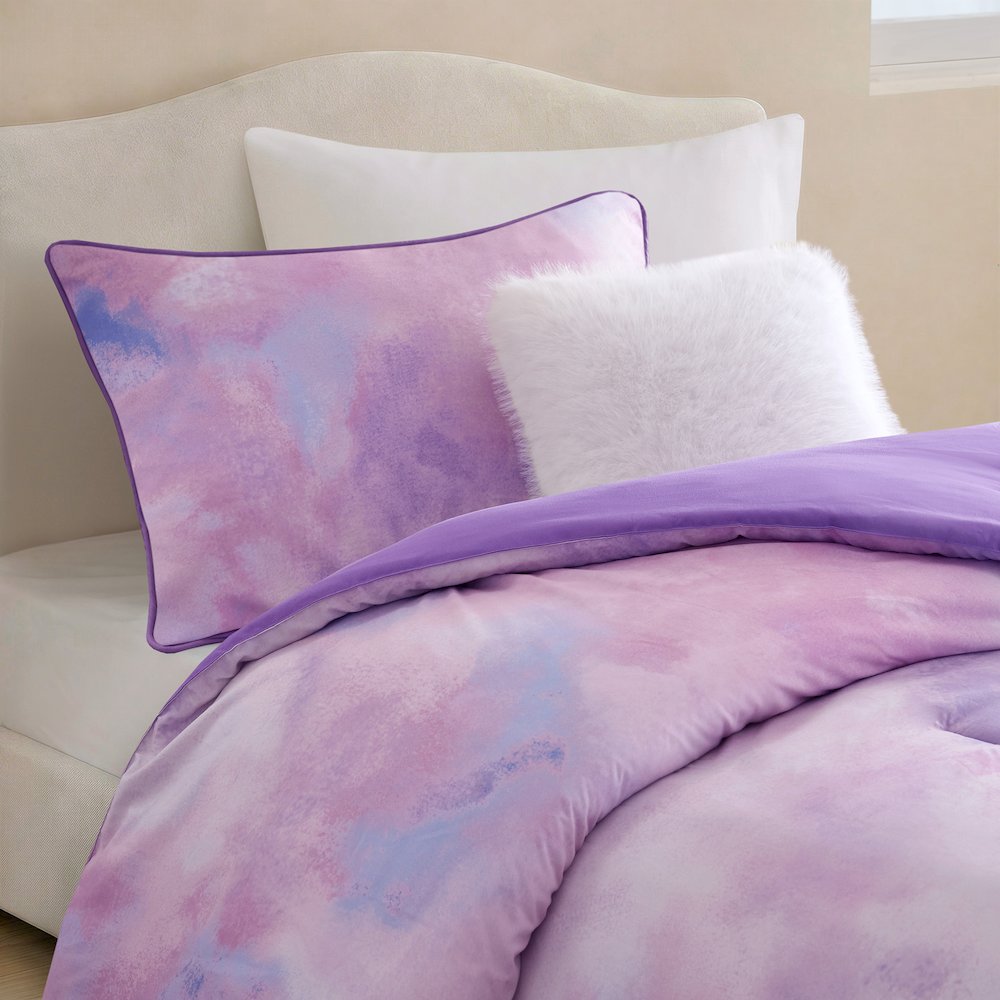 Cassiopeia Watercolor Tie Dye Printed Comforter Set with Throw Pillow. Picture 4