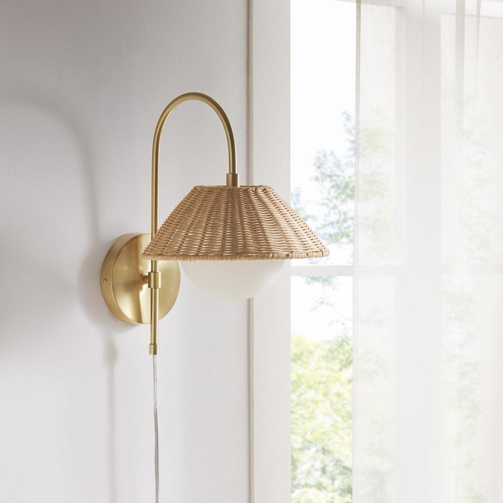 Rattan Weave Wall Sconce. Picture 4
