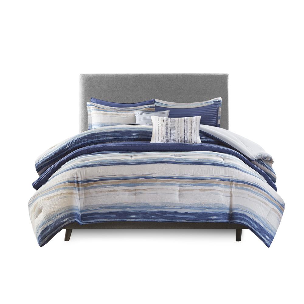 8 Piece Printed Seersucker Comforter and Quilt Set Collection. Picture 3