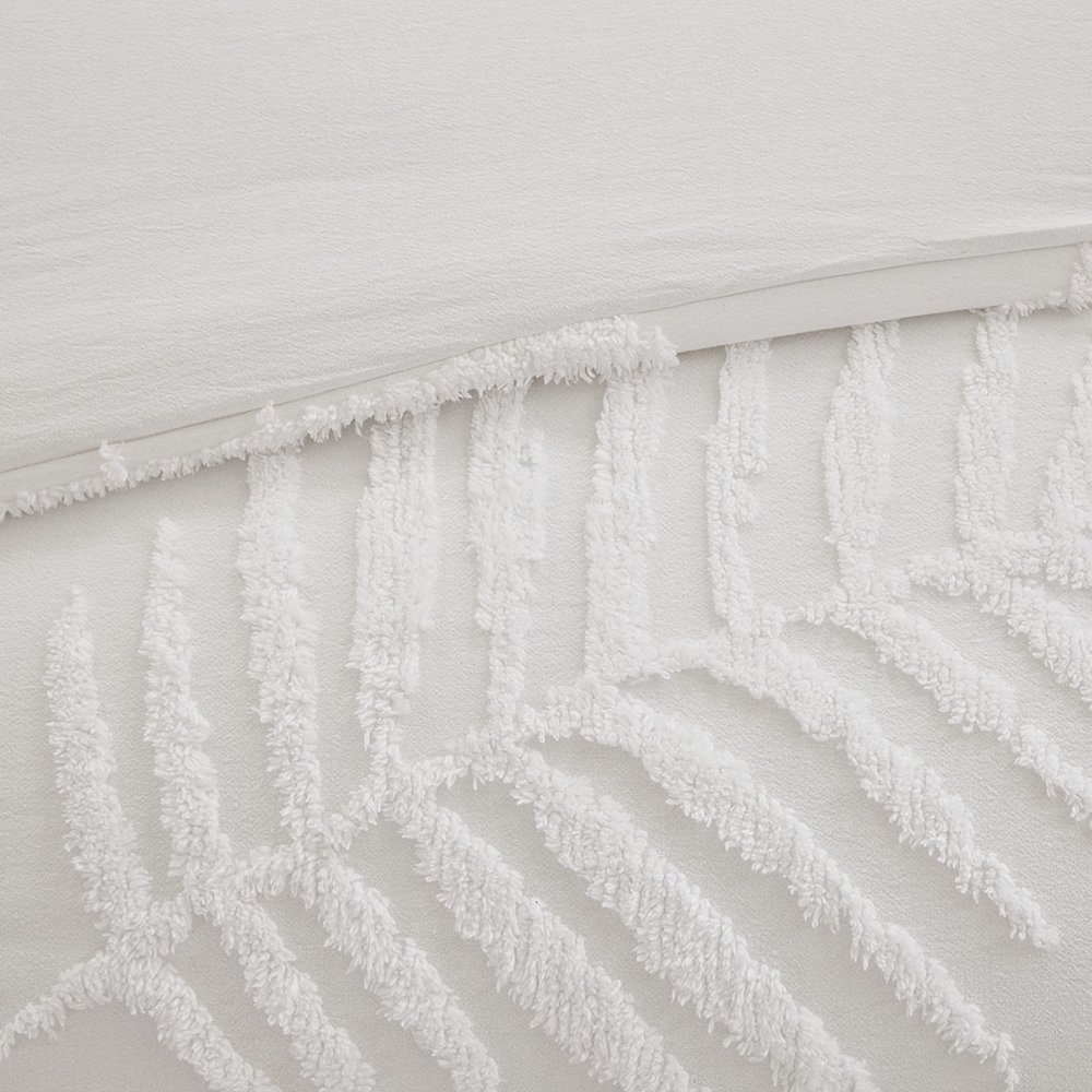 3 Piece Tufted Cotton Chenille Palm Comforter Set. Picture 3