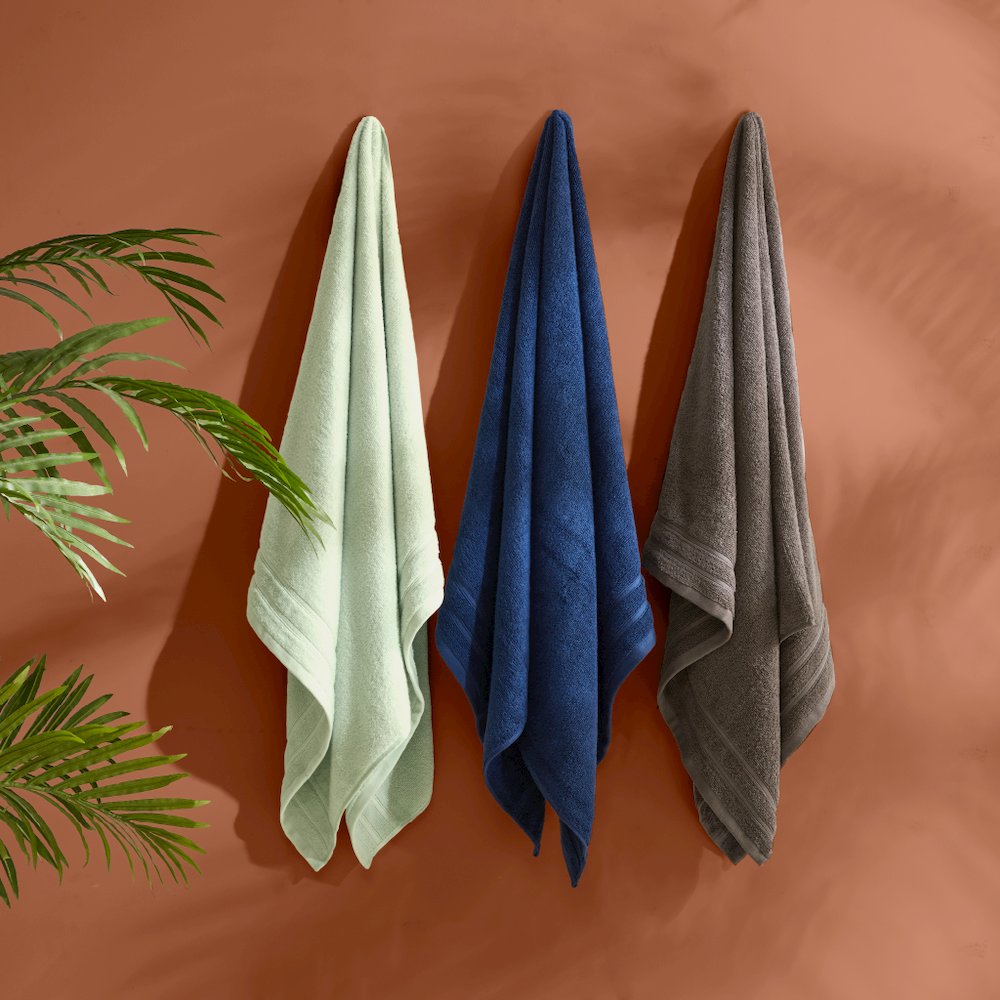 Quick Dry 100% Cotton 12pc Towel Set, Indigo color. Picture 2
