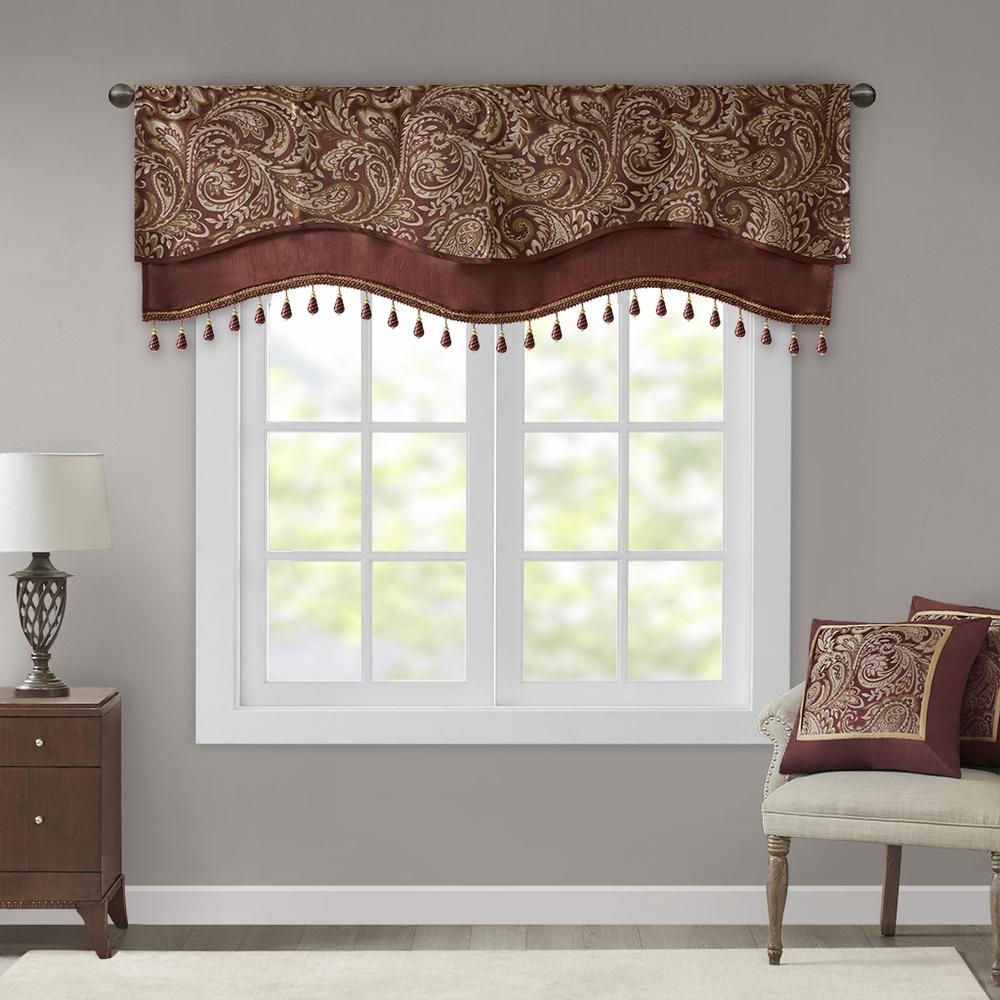 Jacquard Window Rod Pocket Valance With Beads. Picture 4