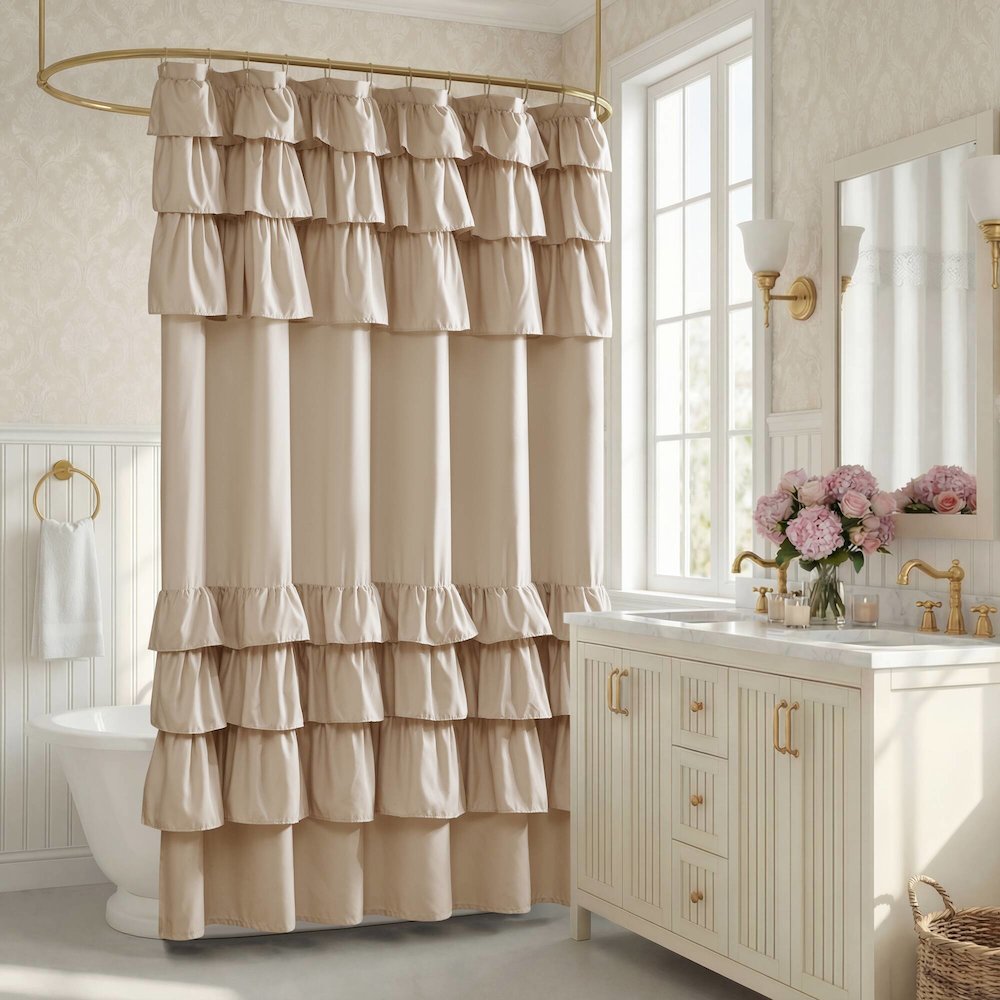 Grace Ruffled Shower Curtain. Picture 2