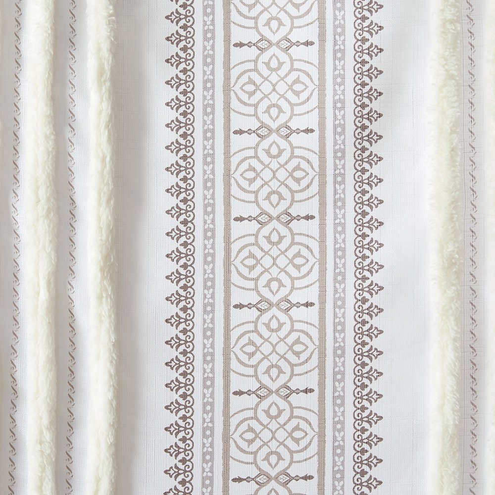 Samara Poly Printed Curtain Panel with Tufted Stripe and Lining. Picture 3