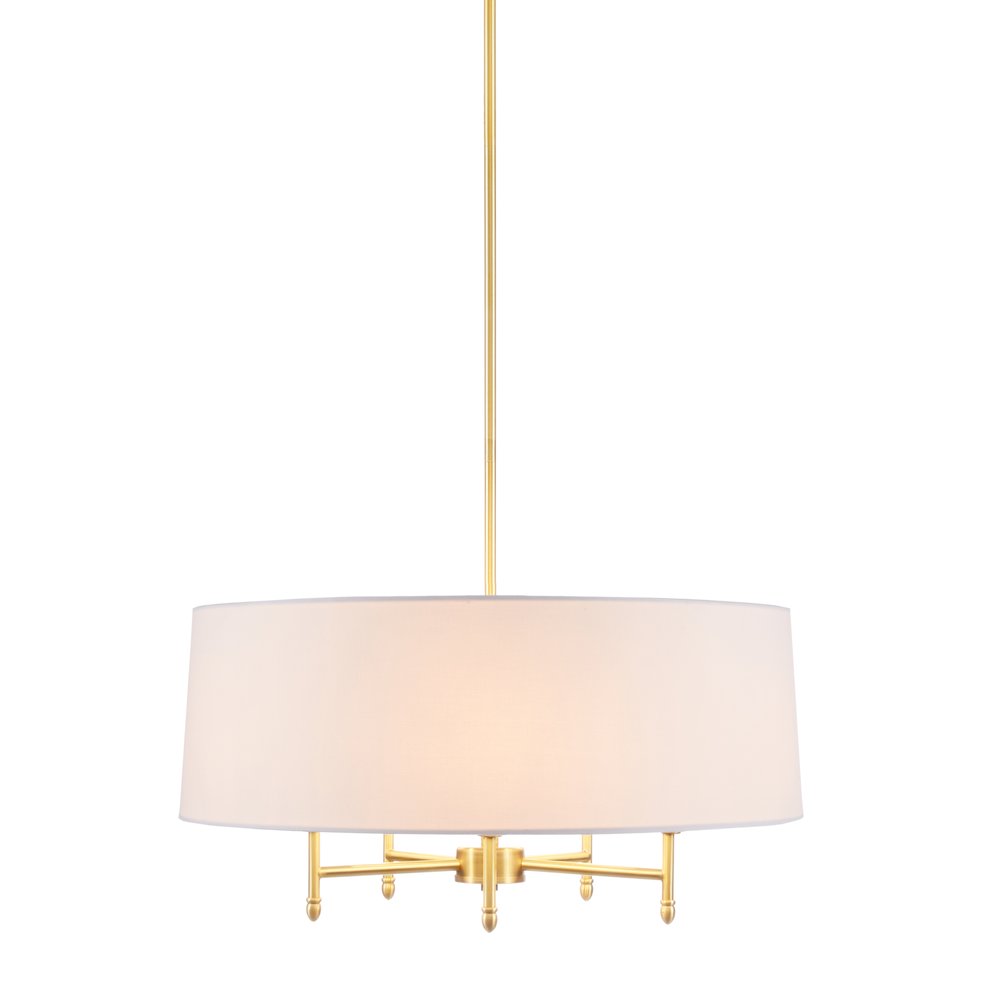 5-Light White Drum Shade Chandelier. Picture 2