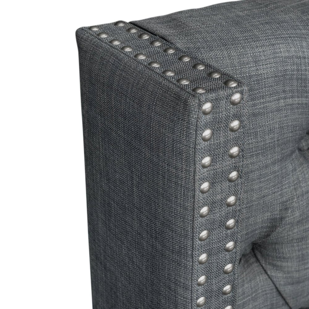 Amelia Upholstered Wingback Headboard with Button Tufting & Nailhead Trim. Picture 3