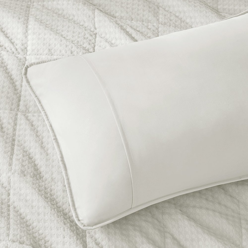 Mina Waffle Weave Textured Quilt Set, White color. Picture 3