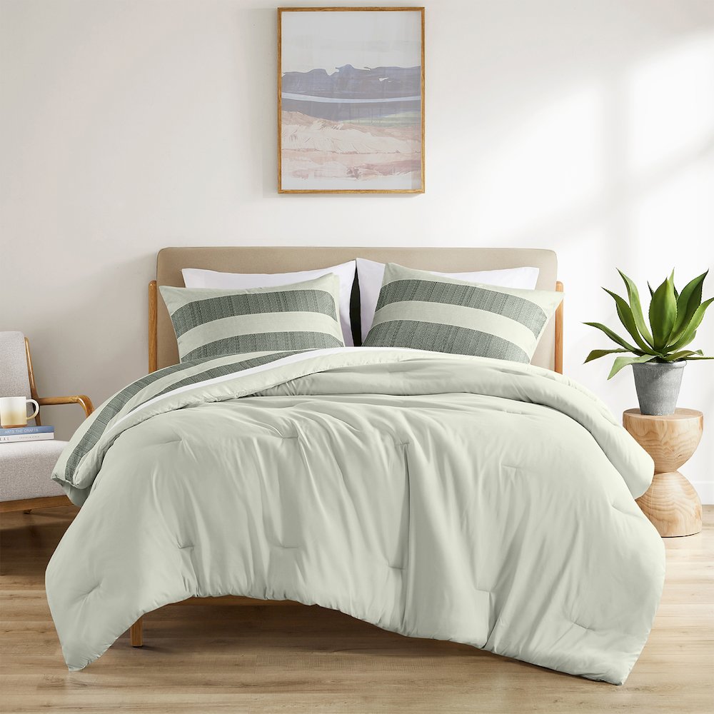 Blais Stripe Textured Print Comforter Set. Picture 4
