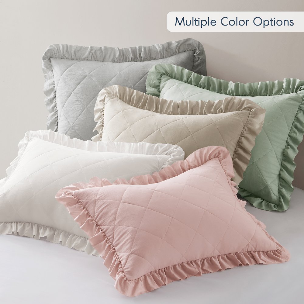 Diamond Quilted Ruffle Edge Comforter Set. Picture 4