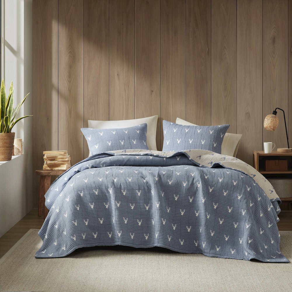 Keystone Coverlet Set, Blue color. Picture 3