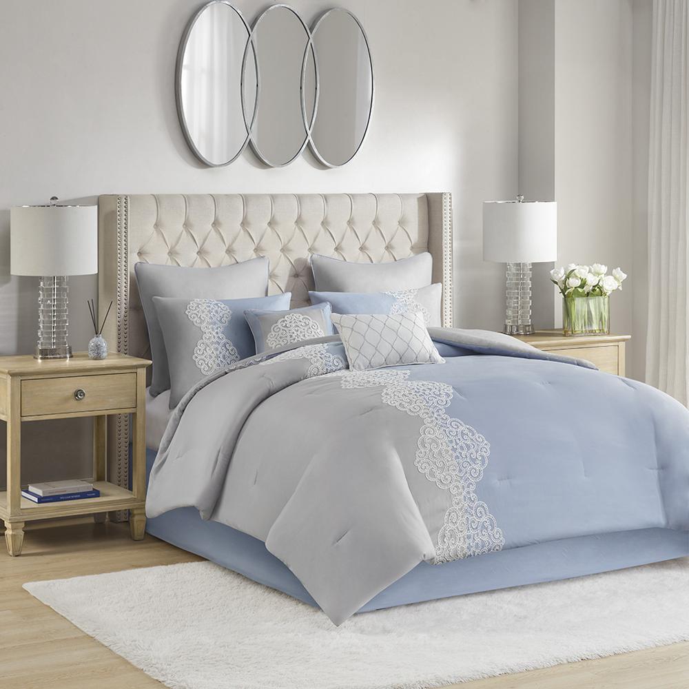 8 Piece Embroidered Microfiber Comforter Set. Picture 4