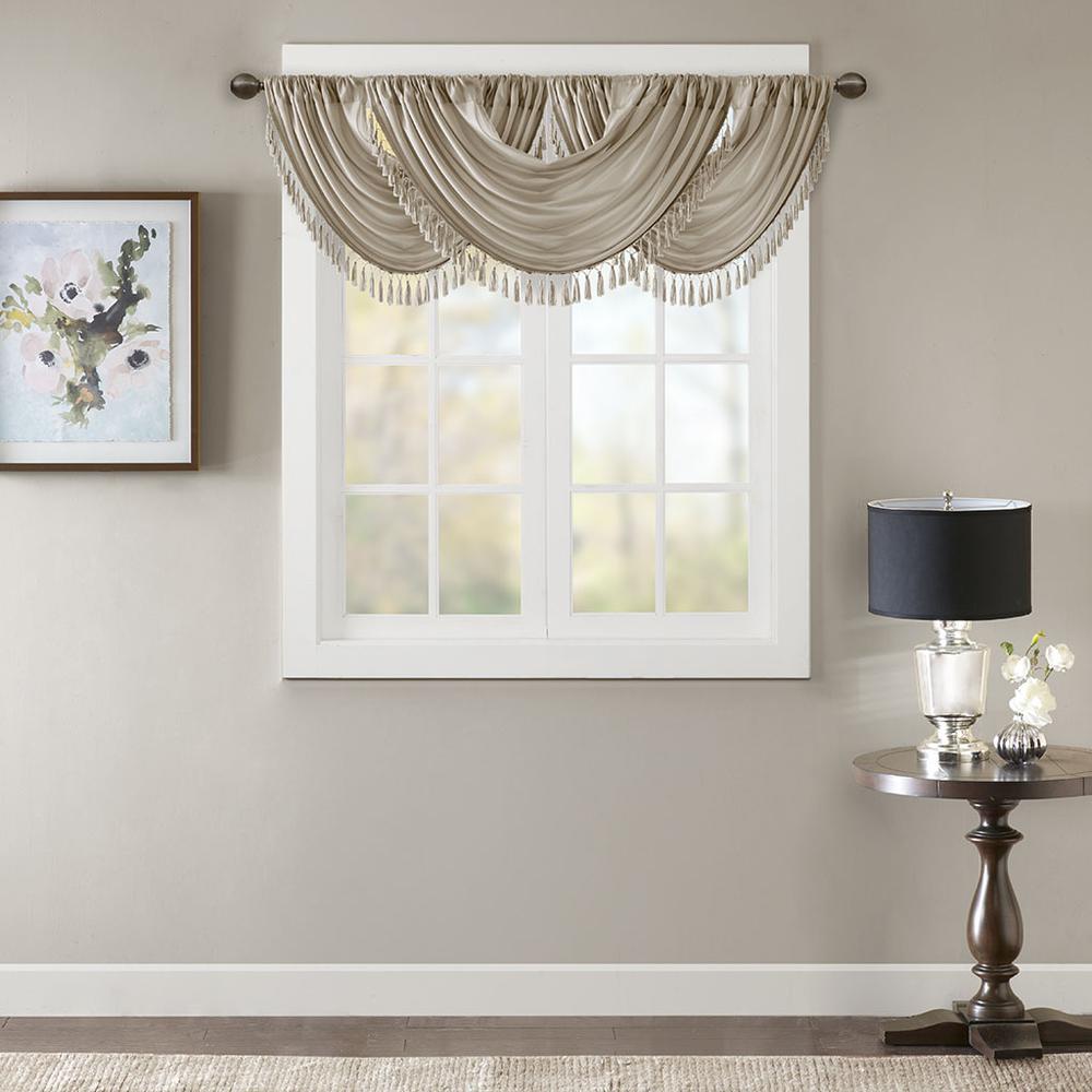Faux Silk Waterfall Embellished Valance. Picture 4